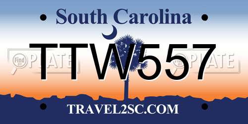 TTW557 South Carolina License Plate