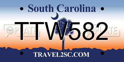 TTW582 South Carolina License Plate
