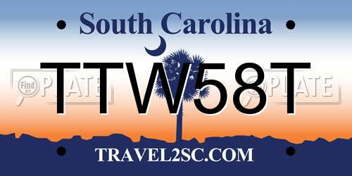 TTW58T South Carolina License Plate