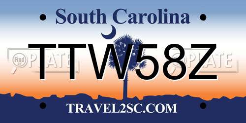 TTW58Z South Carolina License Plate
