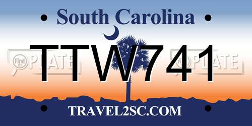 TTW741 South Carolina License Plate