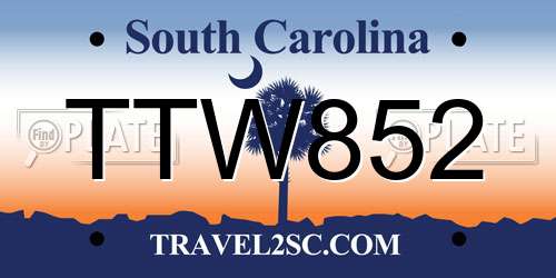 TTW852 South Carolina License Plate