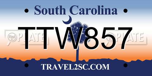TTW857 South Carolina License Plate