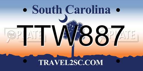 TTW887 South Carolina License Plate