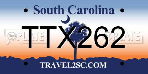 TTX262 South Carolina License Plate