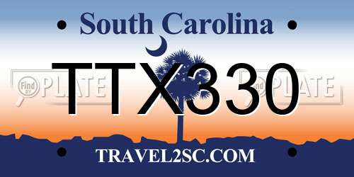 TTX330 South Carolina License Plate