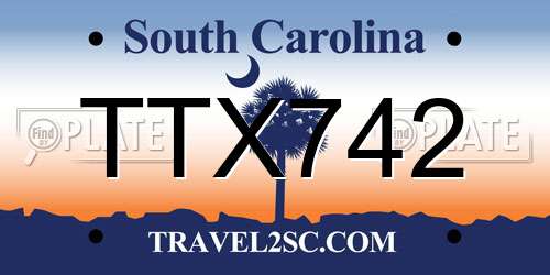 TTX742 South Carolina License Plate