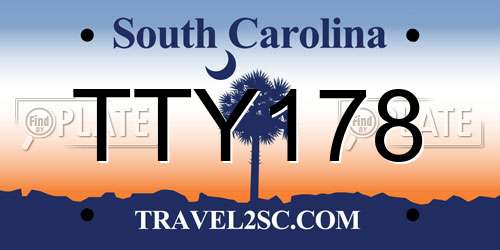 TTY178 South Carolina License Plate
