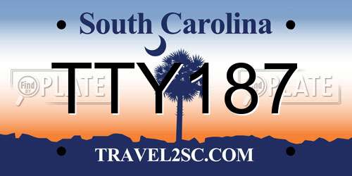 TTY187 South Carolina License Plate