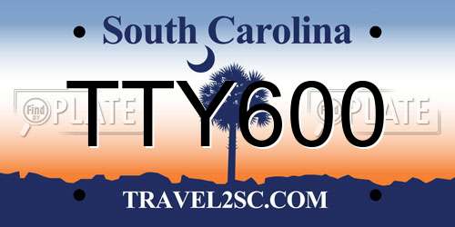 TTY600 South Carolina License Plate