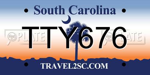 TTY676 South Carolina License Plate