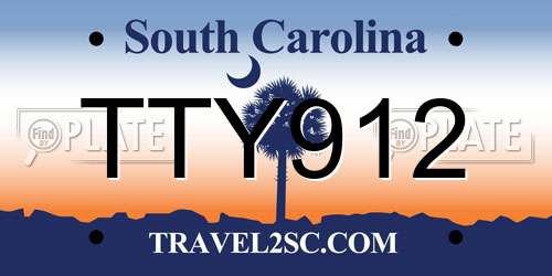 TTY912 South Carolina License Plate