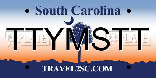 TTYMSTT South Carolina License Plate
