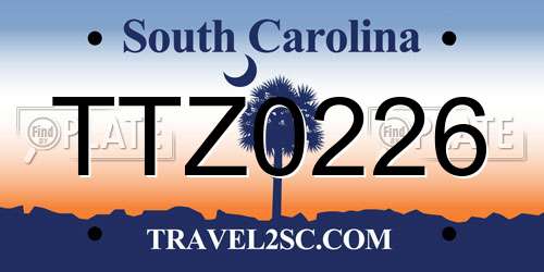 TTZ0226 South Carolina License Plate