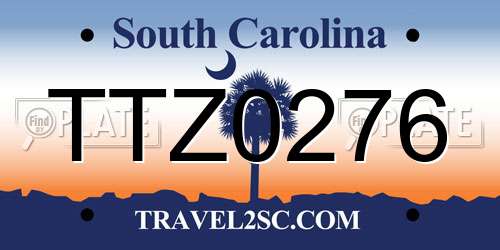 TTZ0276 South Carolina License Plate