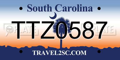 TTZ0587 South Carolina License Plate