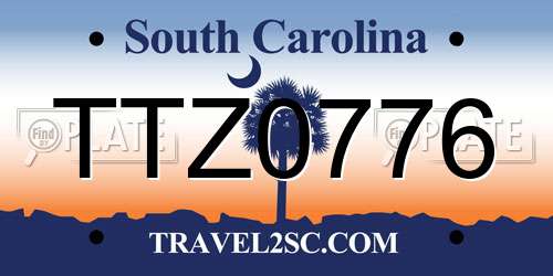 TTZ0776 South Carolina License Plate