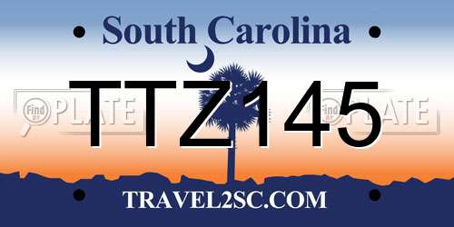 TTZ145 South Carolina License Plate