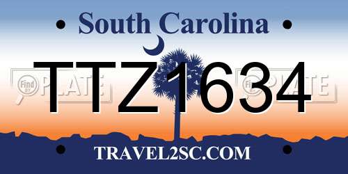 TTZ1634 South Carolina License Plate
