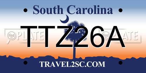 TTZ26A South Carolina License Plate