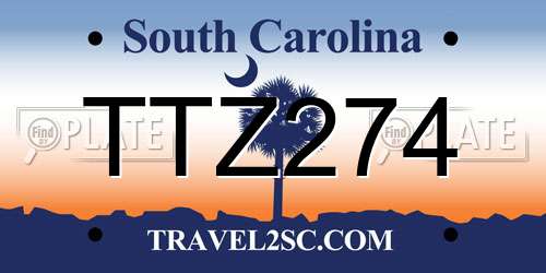 TTZ274 South Carolina License Plate