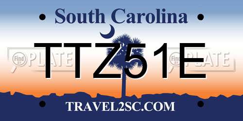 TTZ51E South Carolina License Plate