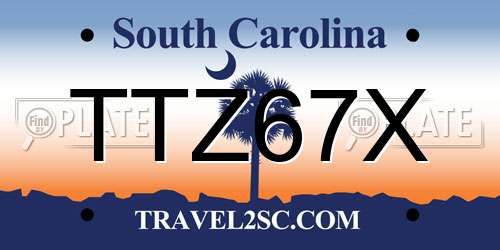 TTZ67X South Carolina License Plate