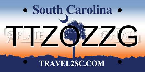 TTZOZZG South Carolina License Plate