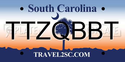 TTZQBBT South Carolina License Plate