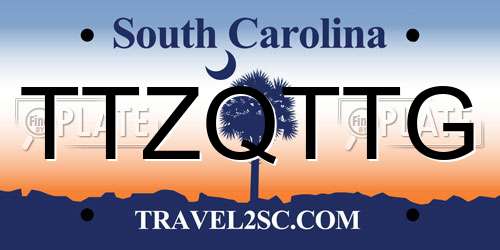 TTZQTTG South Carolina License Plate