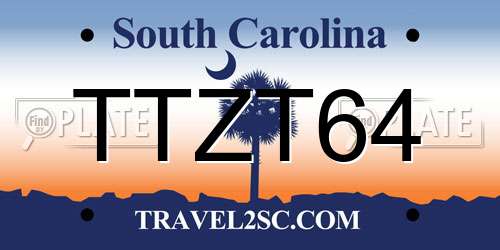 TTZT64 South Carolina License Plate
