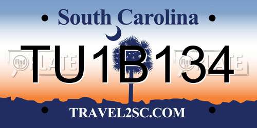TU1B134 South Carolina License Plate