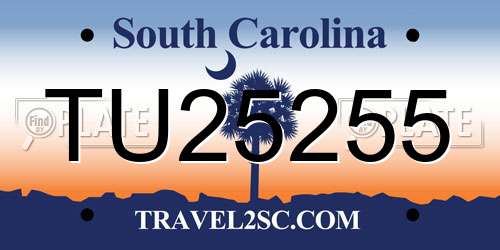TU25255 South Carolina License Plate