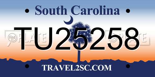 TU25258 South Carolina License Plate
