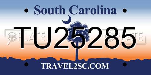TU25285 South Carolina License Plate