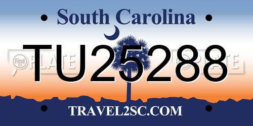 TU25288 South Carolina License Plate