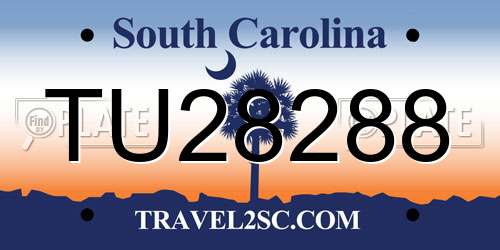 TU28288 South Carolina License Plate