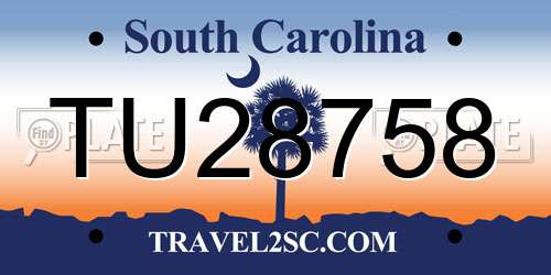 TU28758 South Carolina License Plate