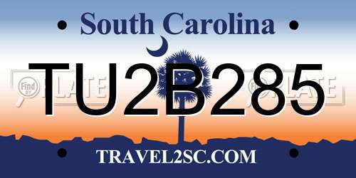 TU2B285 South Carolina License Plate