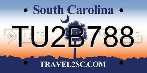 TU2B788 South Carolina License Plate