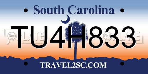 TU4H833 South Carolina License Plate