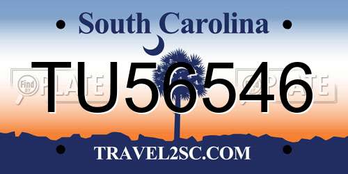 TU56546 South Carolina License Plate