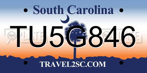 TU5G846 South Carolina License Plate