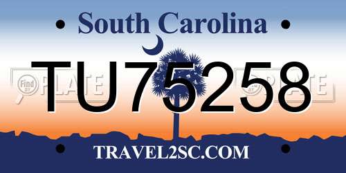 TU75258 South Carolina License Plate