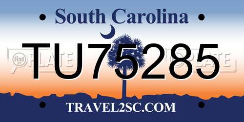 TU75285 South Carolina License Plate