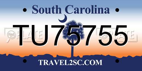 TU75755 South Carolina License Plate