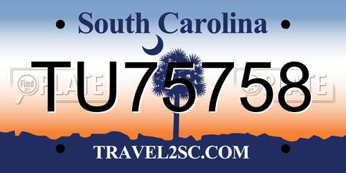 TU75758 South Carolina License Plate