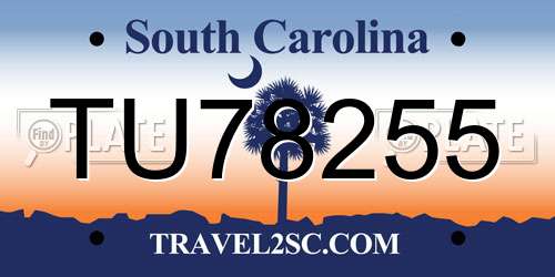 TU78255 South Carolina License Plate