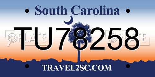 TU78258 South Carolina License Plate