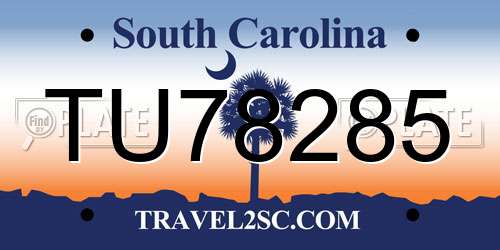 TU78285 South Carolina License Plate